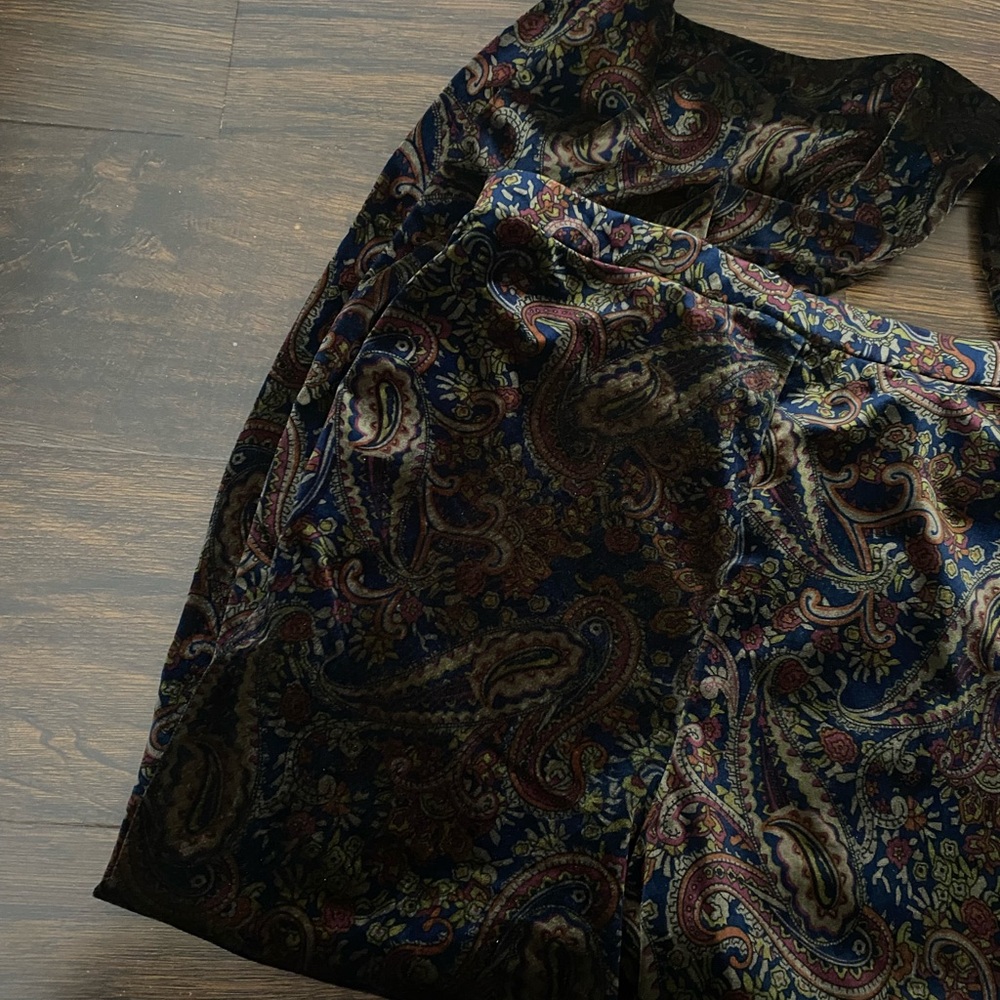 Velour Paisley Print Flare Pants - Picture 3 of 3